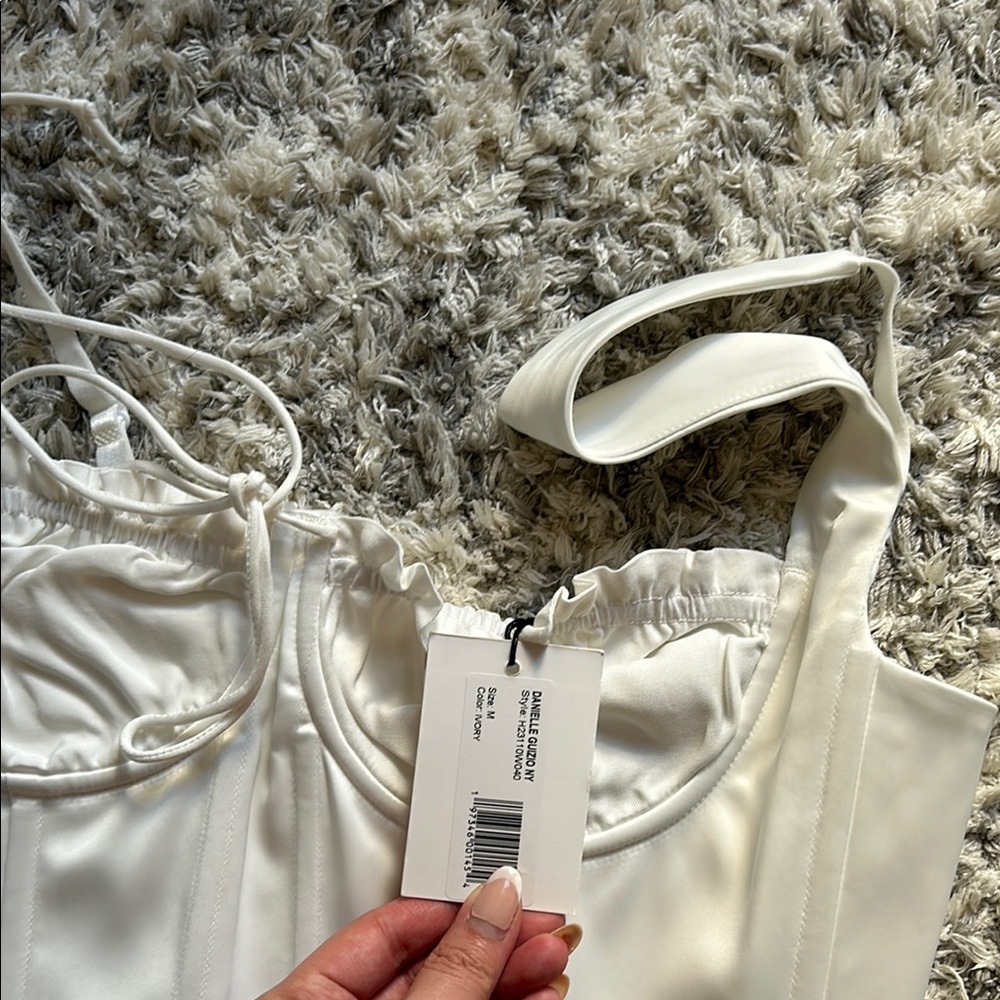 Ruched Cup White Bustier Top Corset - Picture 4 of 4